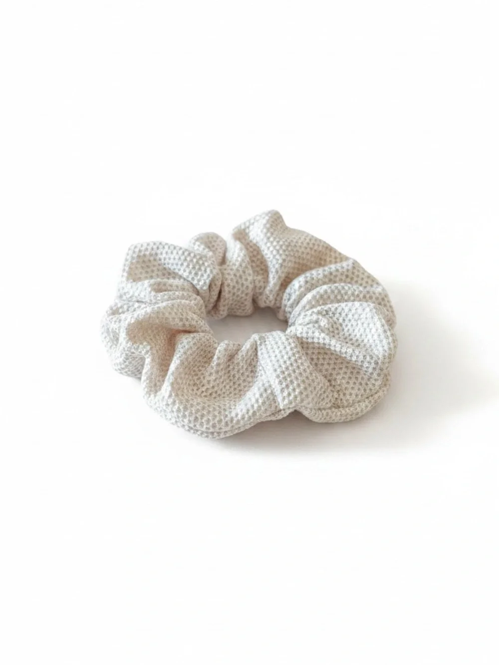 Cream Ecru Soft Comfy Stretchy Square Texture Fabric Scrunchie Addl Colors Avail